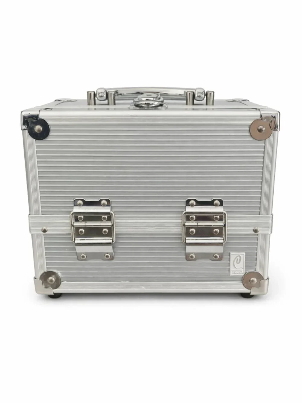 Caboodles Metal Makeup Train Case | Silver Aluminum | Multi‑Tier Organizer